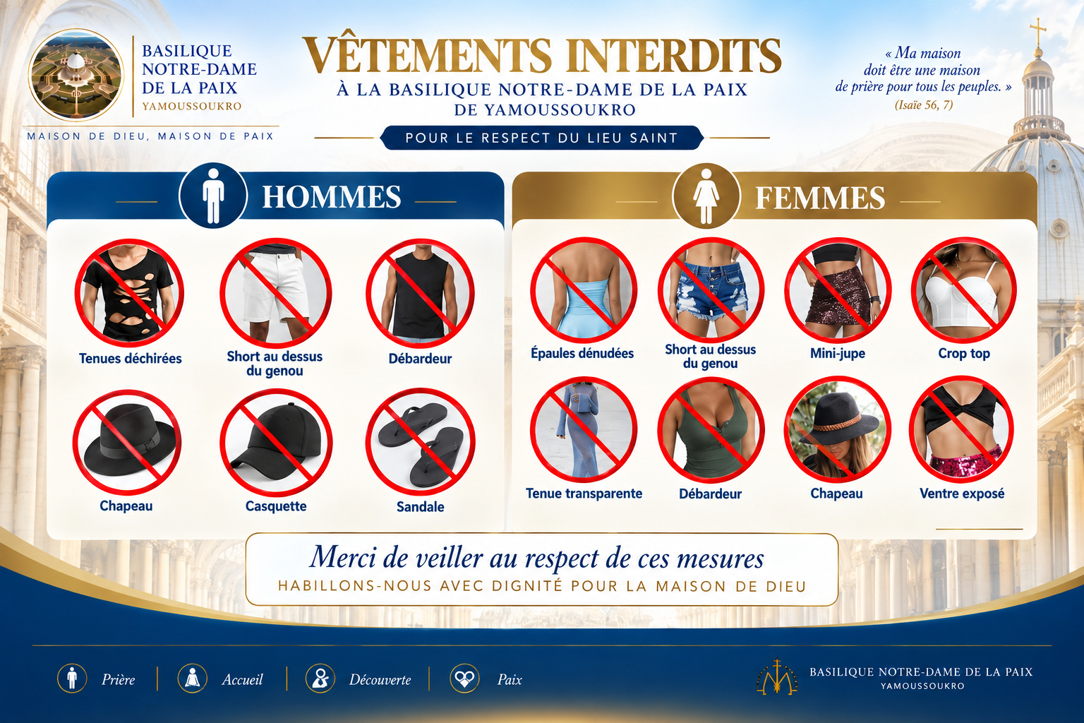 Tenue vestimentaire : respecter le caractère sacré de la Basilique