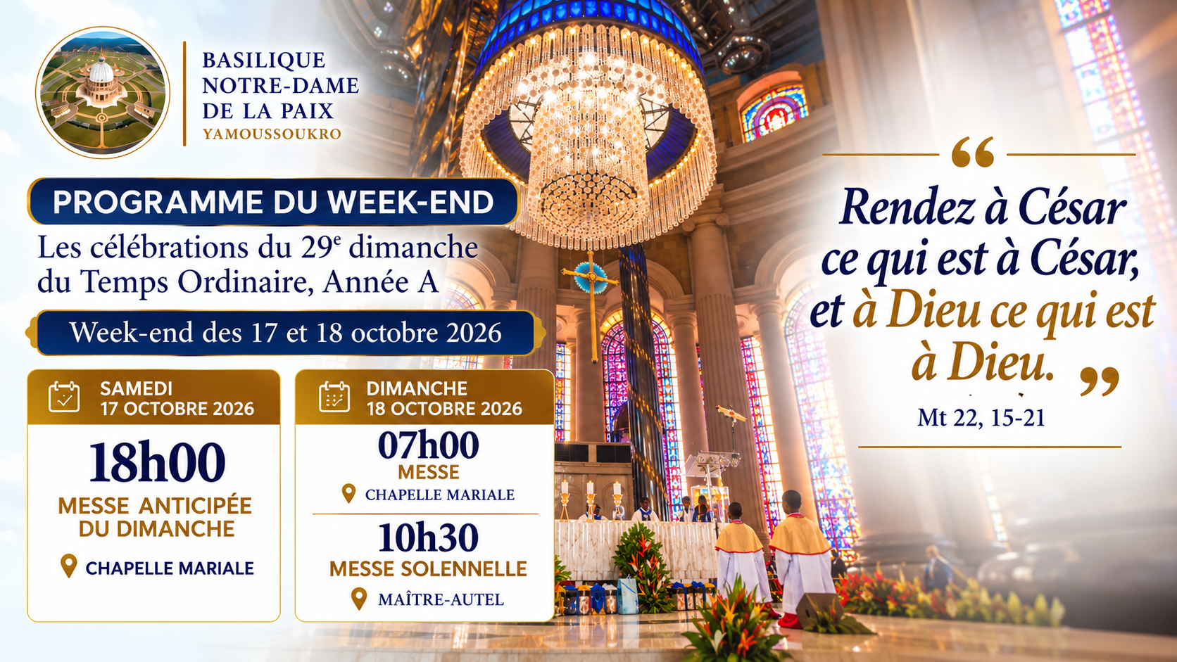𝐏𝐑𝐎𝐆𝐑𝐀𝐌𝐌𝐄 𝐃𝐔 𝐖𝐄𝐄𝐊-𝐄𝐍𝐃 | À LA Basilique Notre Dame de la Paix